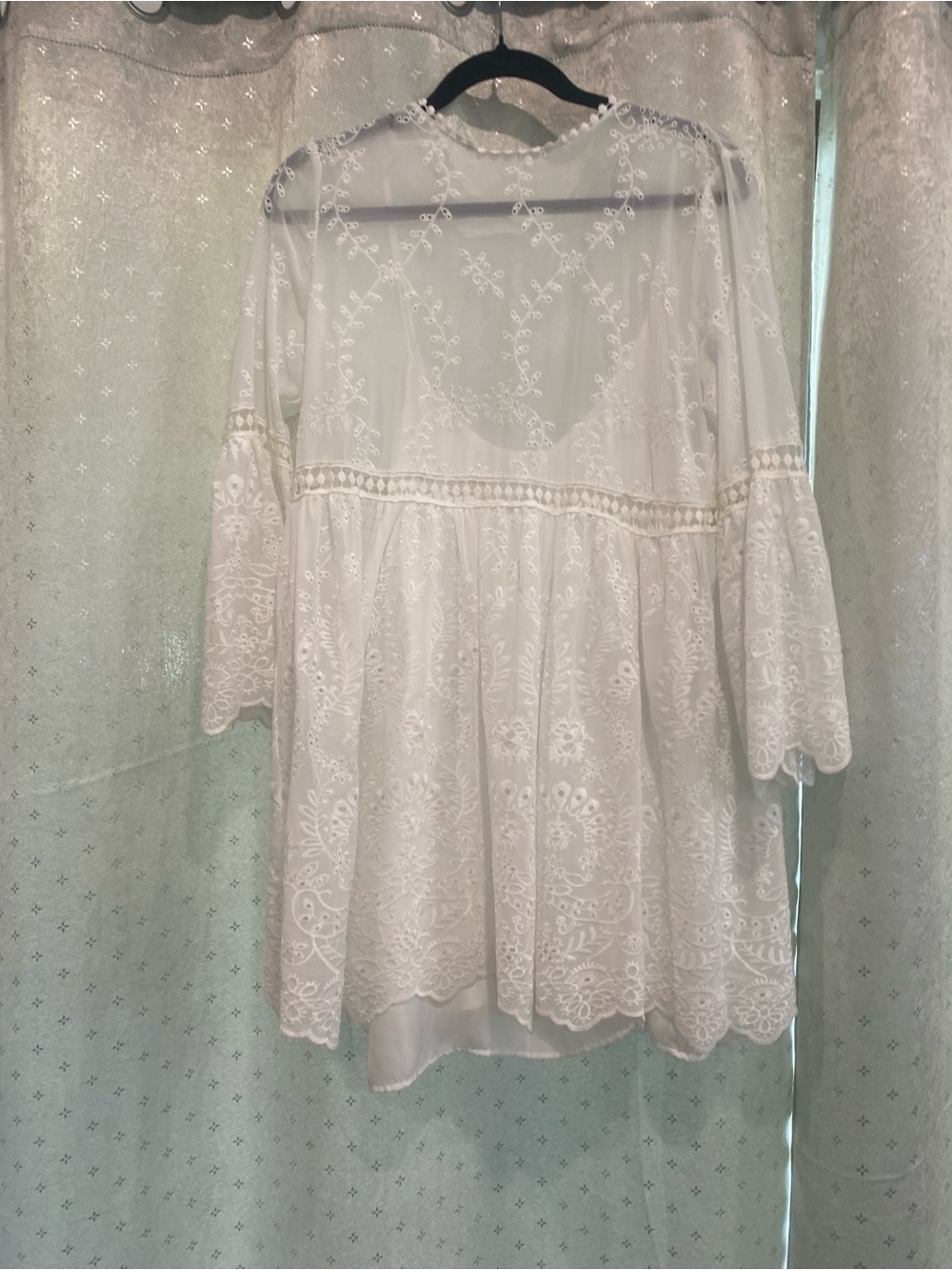 Zara White Embroidered Lace Mini Dress